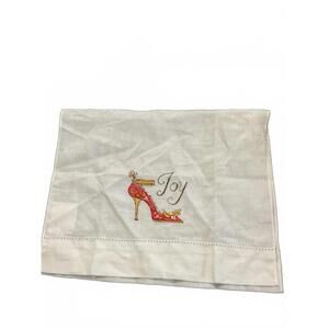 Grandin road Embroidered White Festive High Heel Towel